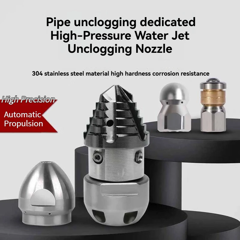 

304 Stainless Steel High - Pressure Water Jet Unclogging Nozzle-Automatic Propulsion & High Precision for Efficient Pipe Unclog