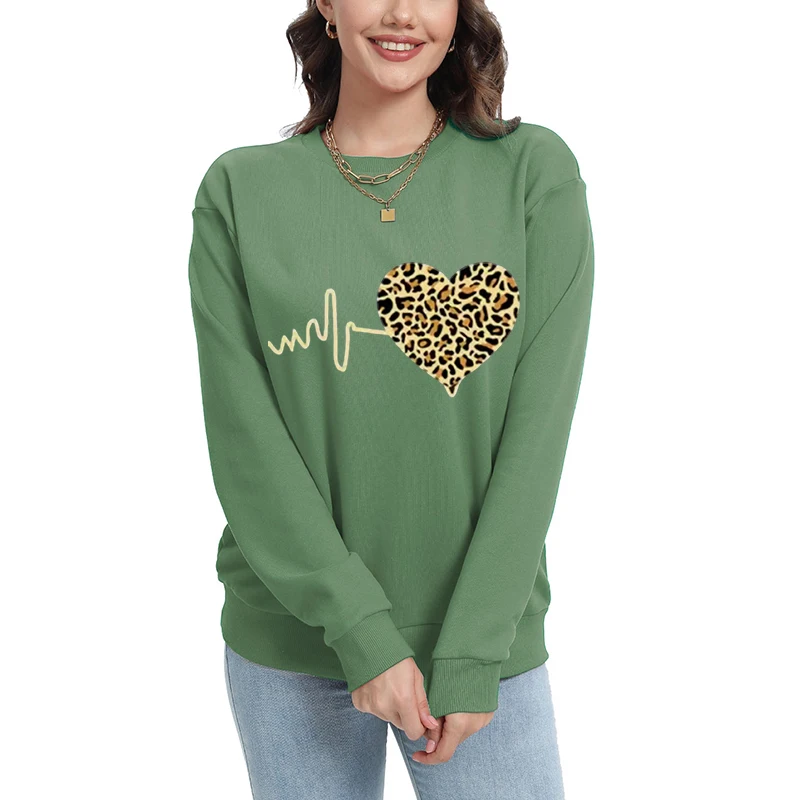 의류 여성 Y2k 후드 유행 여성 스웨터 풀오버 긴 소매 후드 탑 가을 패션 의상 2025 Leopard Clothes