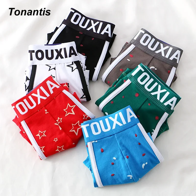 3Pcs/Set Mens Underwear Fashion Cotton Boxer Shorts Creative Stars Printing Men\'s Panties Plus Size Breathable Male Underpants