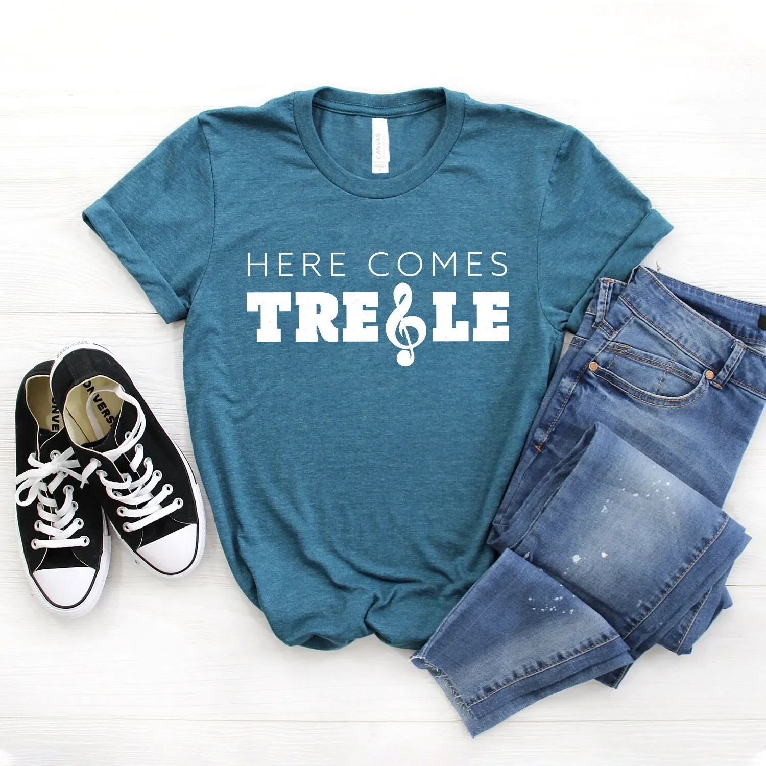 Musician Music Here Comes Treble Teacher Notes T Shirt For Student Softstyle