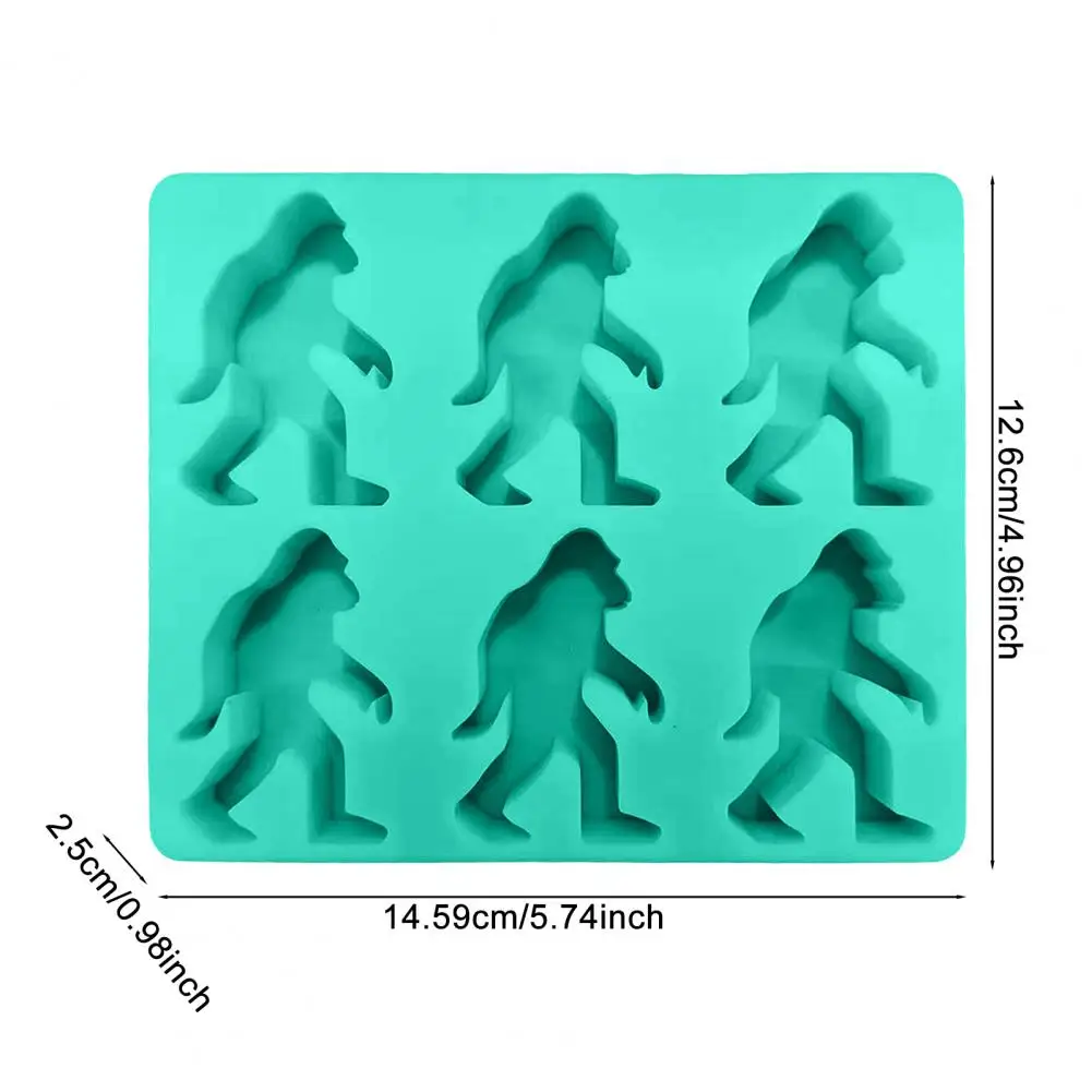 Gorilla Shape Ice Mold Ice Cube Mold 6-cavity Gorilla Shape Tray Reusable Silicone Molds for Whiskey Cocktails Diy Treats Easy