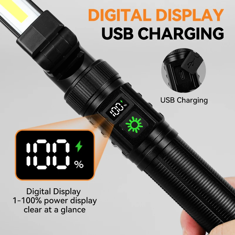 Magnetic Work Light All Aluminum and 1500 High Lumens Rechargeable LED Work Light 7 Mode and 360° Rotation Mechanic Light Recha