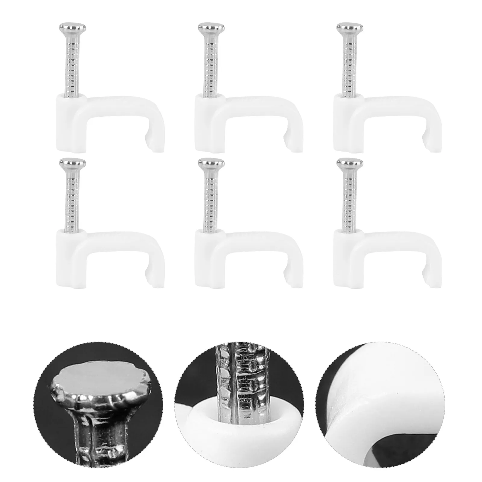 

500Pcs Clips White Plastic Cable Management Clips Steel Nail Wire Holder Organize Ethernet TV USB Cables Home