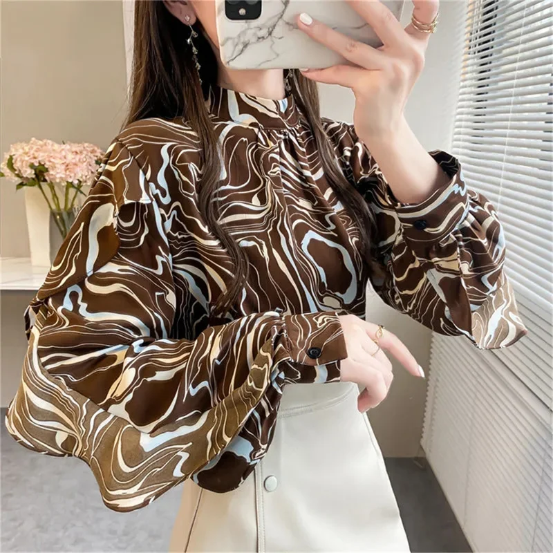 Long-sleeved Chiffon Shirt Women's Spring And Autumn Design Sense Niche New Fashion Ruffled Chic Shirt Blouse Summer Sunscreen