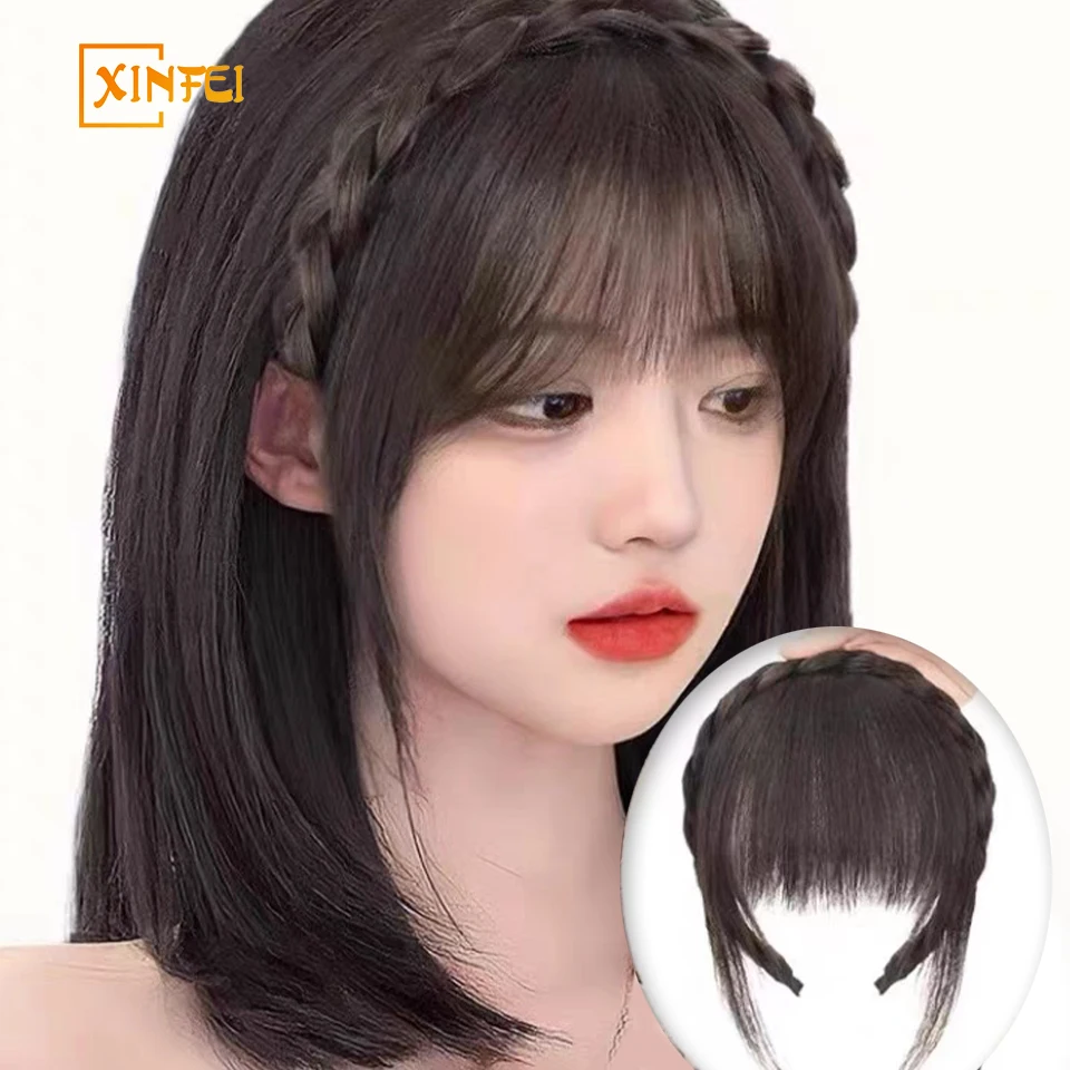 XINFEI Wig Headband Air Bangs Natural Invisible Straight Bangs Seamless Natural Forehead Fake Bangs Hairstyle