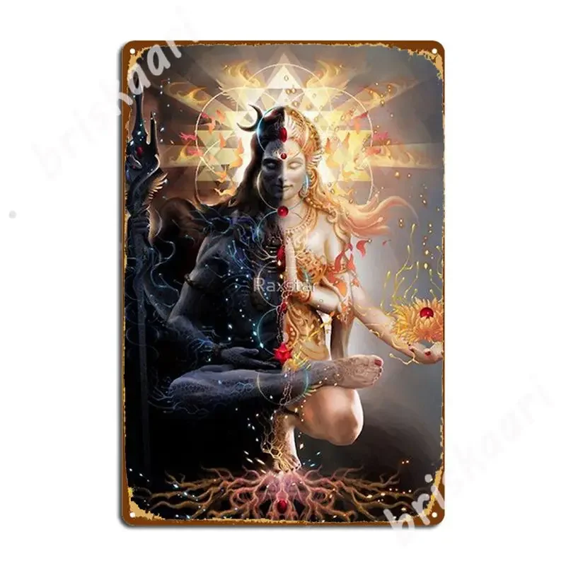 Shiva y Parvati, carteles de Metal masculinos y femeninos Shakti, placas decorativas para cine y garaje, carteles de estaño para pub y garaje