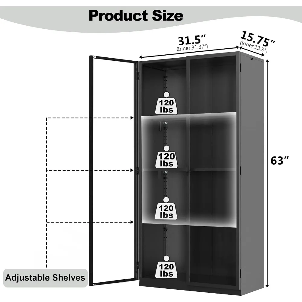 63-Inch Glass Display Cabinet 2