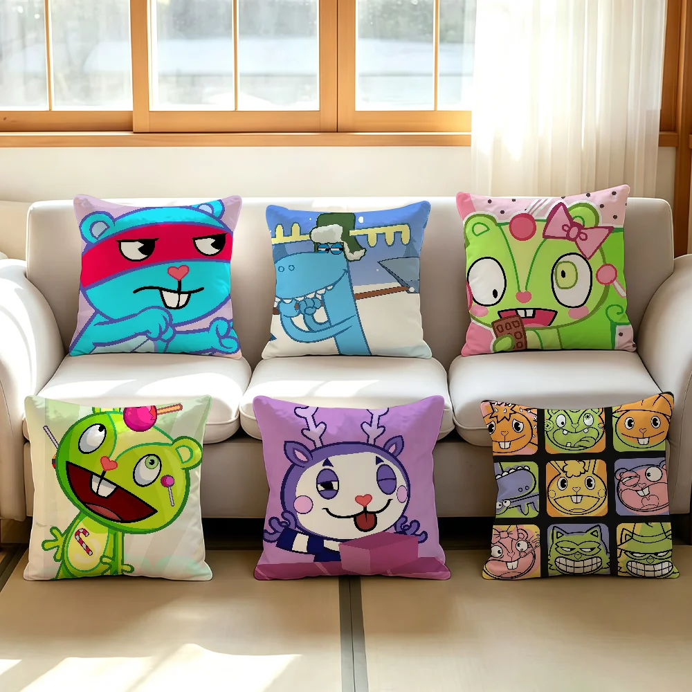 Cartoon H-Happy Tree F-Friends cushion cover Comfortable Decorative For Bedroom Living room Dormitory Picnic and Holiday