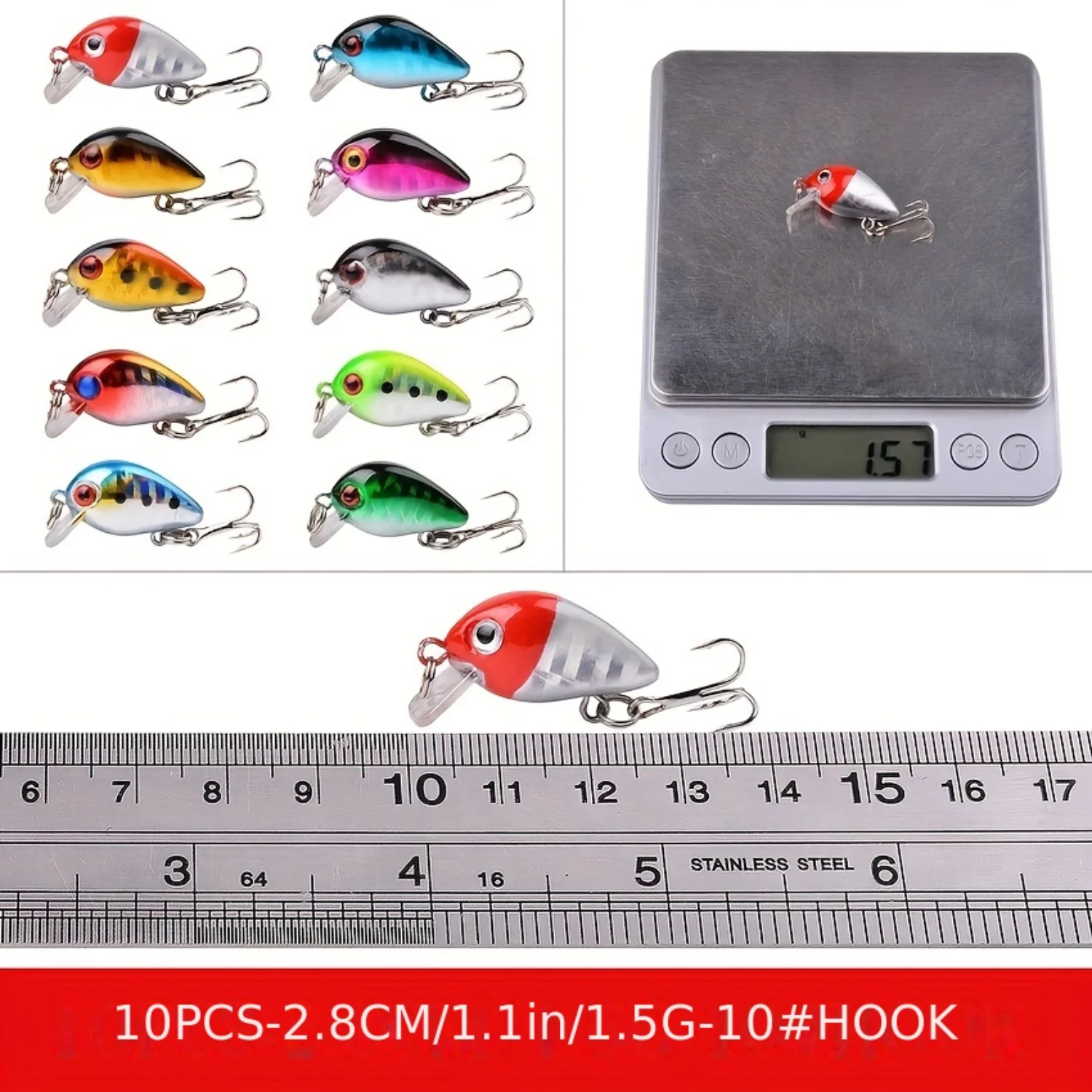 

56pcs Premium Minnow Fishing Lures Kit - Hard Bait Plastic Tackle Crank Baits for Freshwater and Saltwater Fishing - Lifelike De