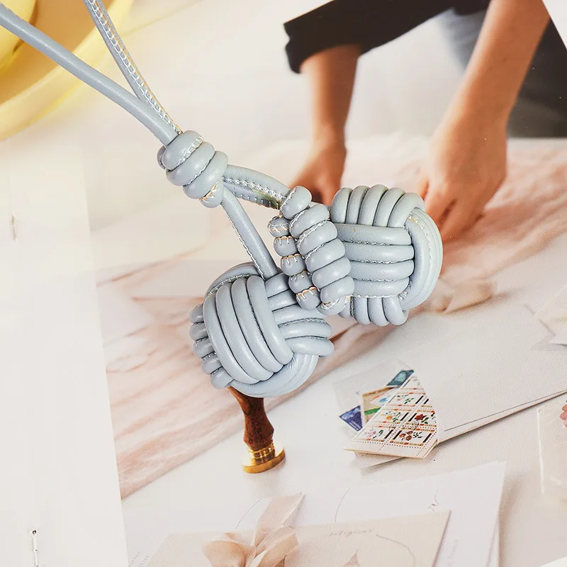 الفاخرة بو الجلود حقيبة يد قلادة نسج الكرة الإكسسوارات الإبداعية حقيبة يد الديكور هدية يدوية جميلة #3