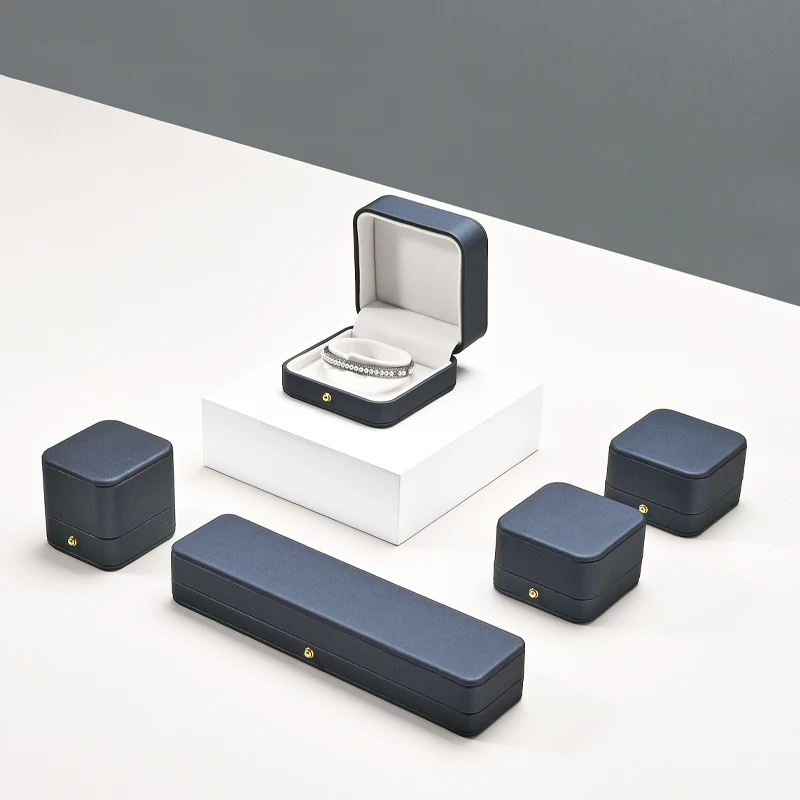 WoodTen خاتم صندوق مجوهرات بولي Leather الجلود مجوهرات المنظم حلقة القرط صندوق قلادة قلادة صندوق اقتراح المشاركة صندوق هدايا الزفاف #3