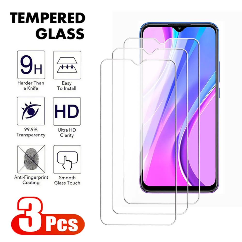 3Pcs Clear Glass For Xiaomi Redmi Note 8 9 Pro Max 9S 8T 9T A1 A2 Plus Screen Protector For Redmi 8A 9A 9T 9C NFC Tempered Film