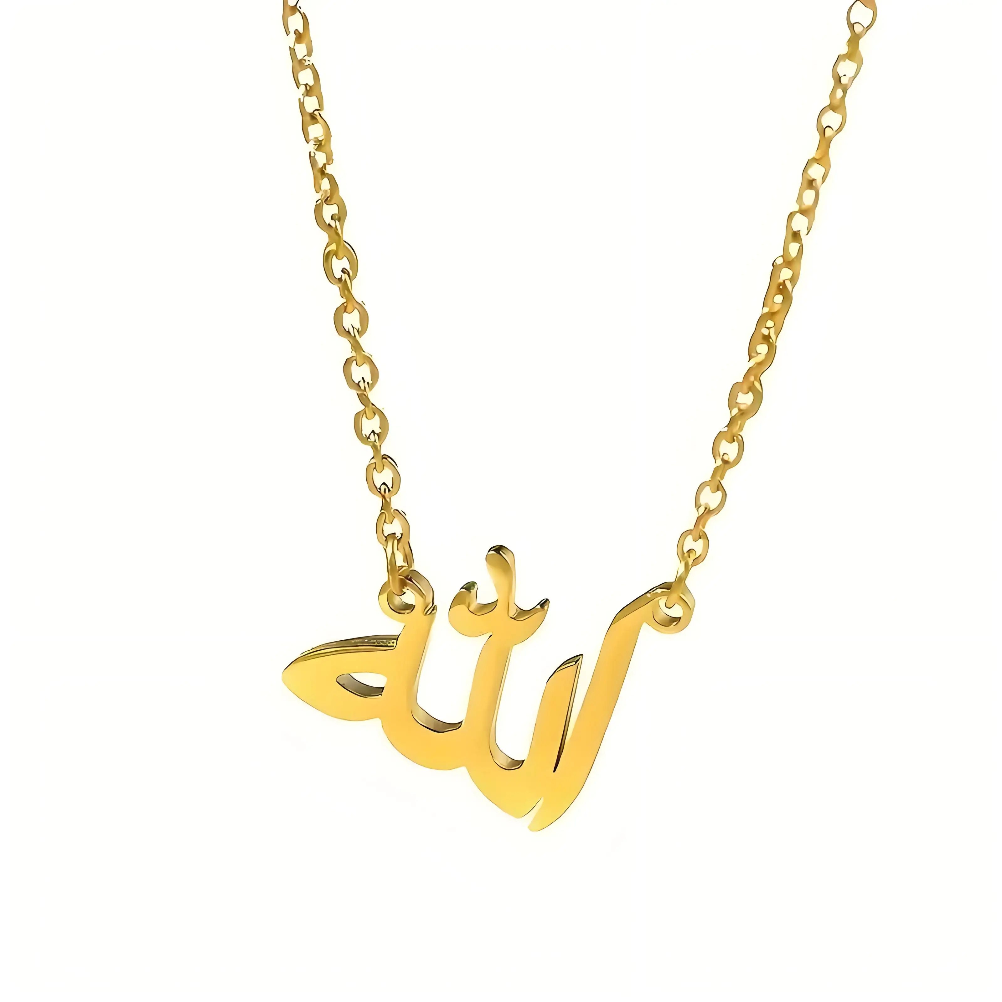 Arabic Name Necklace, Custom Gold Plated Calligraphy Nameplate Necklace, Christmas Personalized Jewelry Gift for Women Family