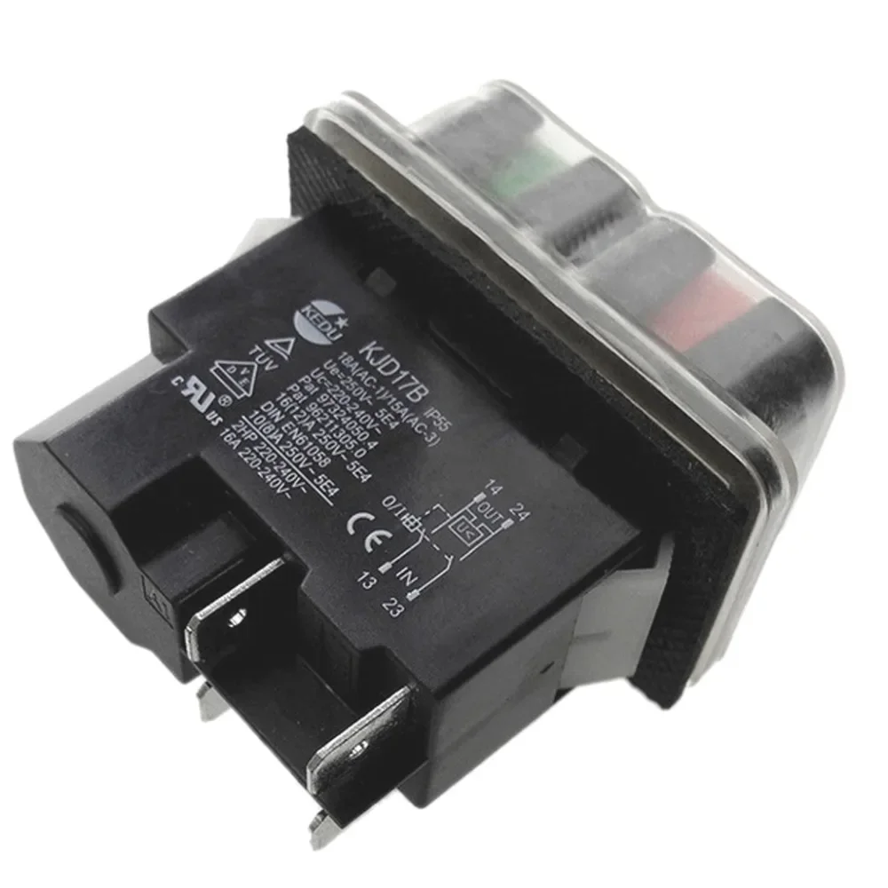 KEDU Interruttore a pulsante di sicurezza magnetico impermeabile per torni da banco, KJD17B 220V 16A 4 pin 2HP
