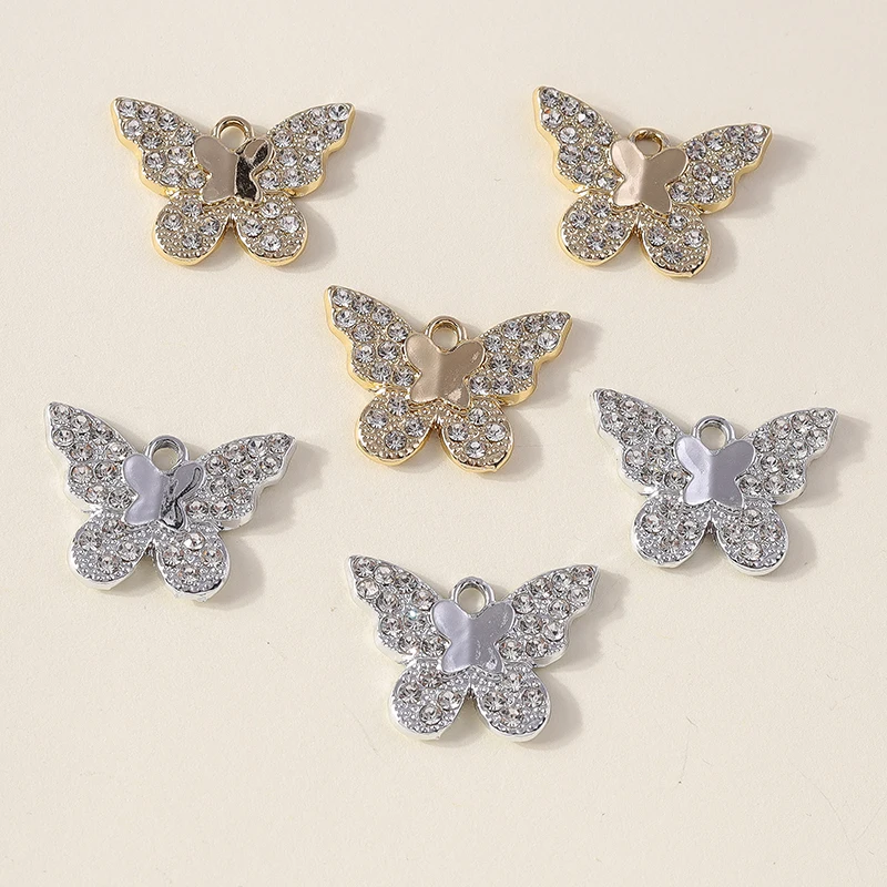 

20pcs 22x17mm Cute Crystal Flying Butterfly Charms Pendants for Jewelry Making Earrings Necklaces Bracelets DIY Crafts Supplies