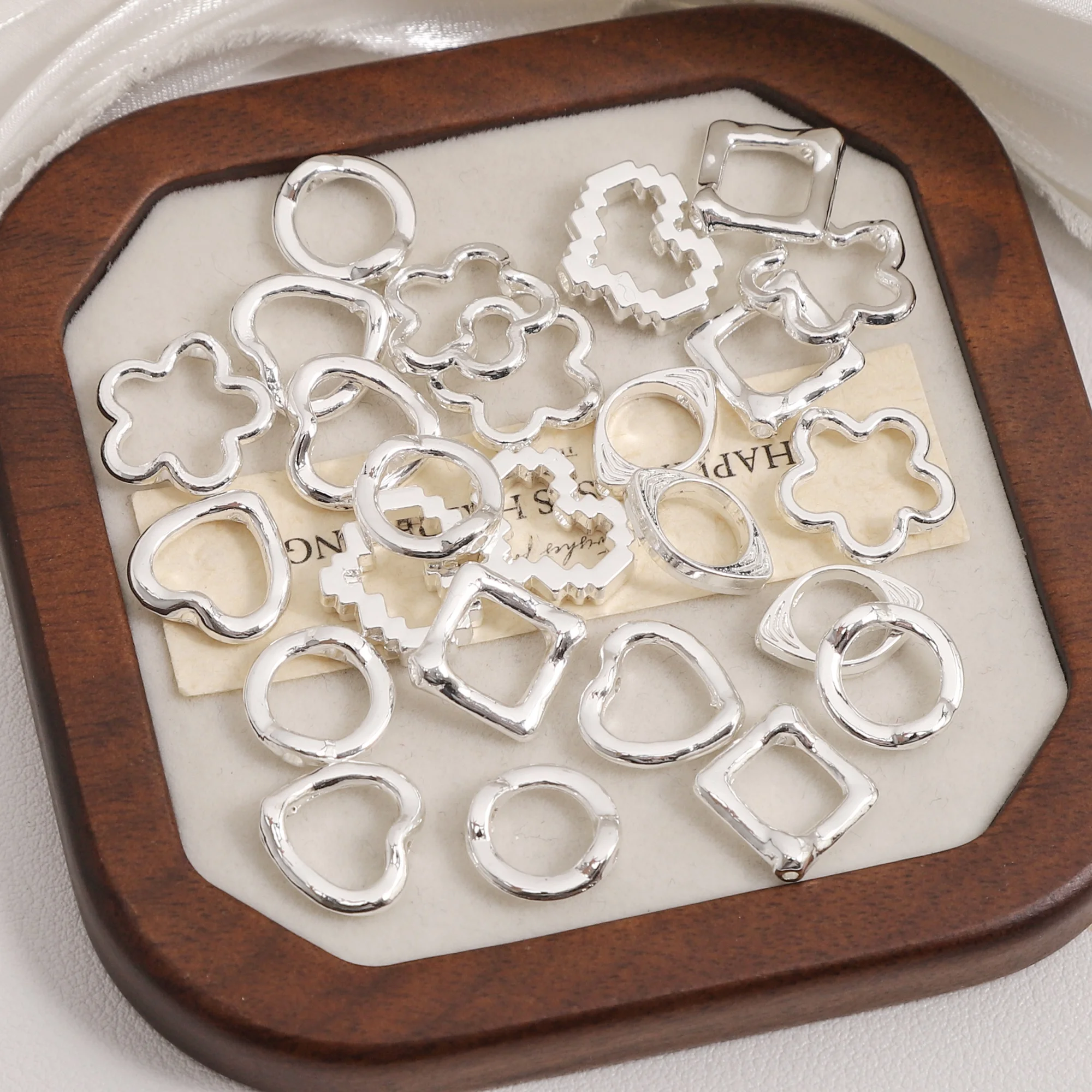 

1PC Silver Plated Alloy Bead Hollow Heart Round Diamond Evil Eye Flower Spacer Bead DIY Jewelry Making Necklace Bracelet Earring
