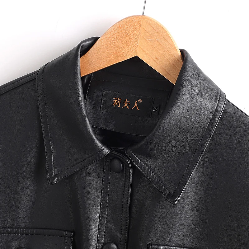 جلد حقيقي Jaet المرأة ort 2025 ربيع الخريف جديد صغير الحجم ملابس خارجية معطف جلد رداء علوي غير رسمي للسيدات #4