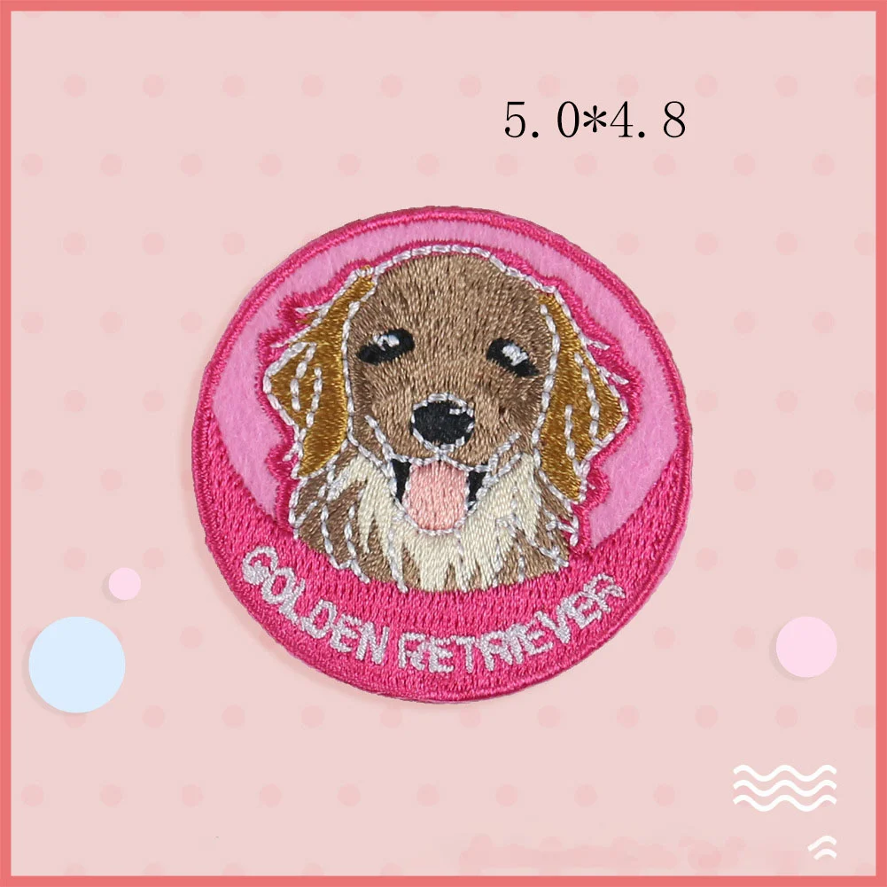 7 styles of round cartoon pet dog embroidery logo badge patch DIY for people who like dog clothes ironing decoration accessories