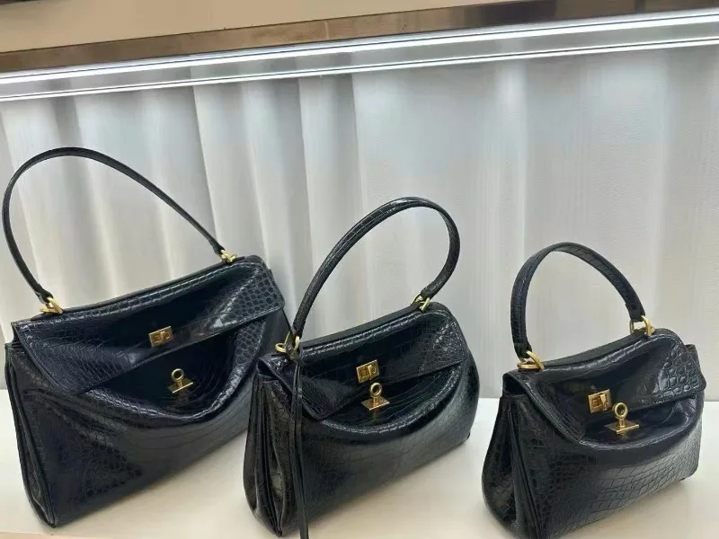Echte Leder-Tragetasche mit Schnallenverschluss, Große Kapazität Unterarm-Schultertasche Designer-Handtasche Umhängetasche für Damen