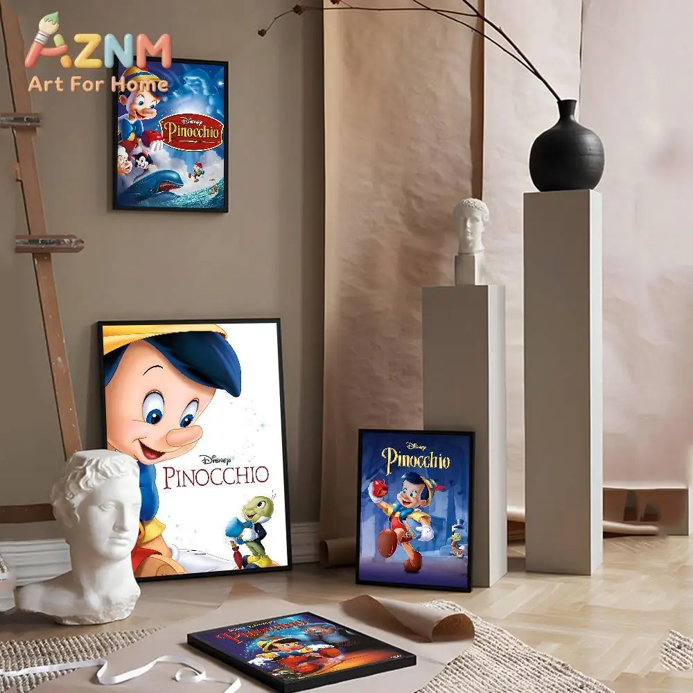 

Безрамное холщовое панно AZNM Disney Pinocchio Jiminy Cricket для детской комнаты, декоративная картина для дома