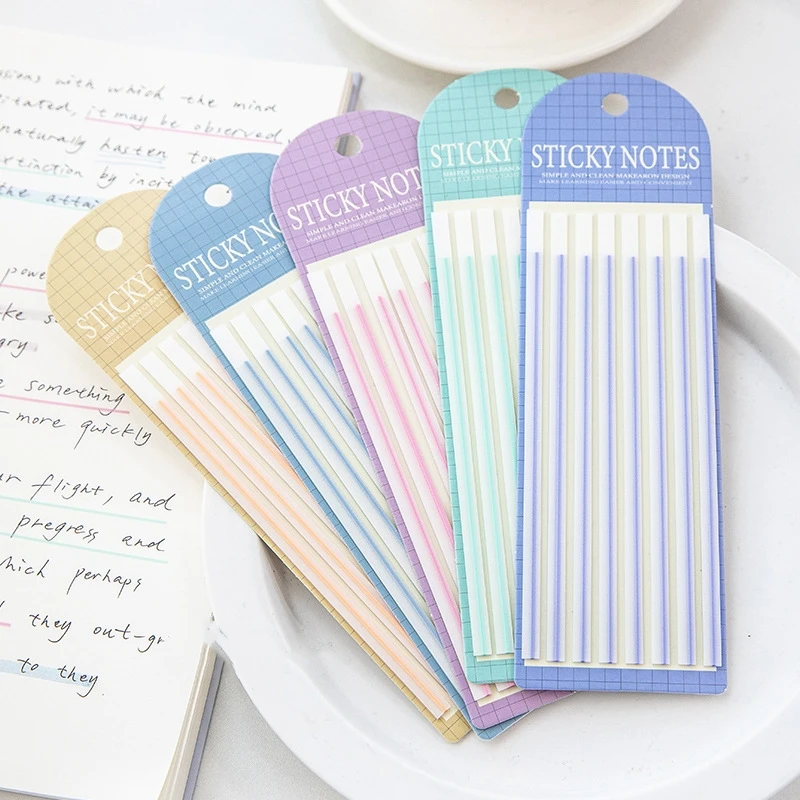 1pcs Macaron Color Sticky Strips Notes 160 Sheets Fluorescent PET Memo Pad Index Stickers Office F7400