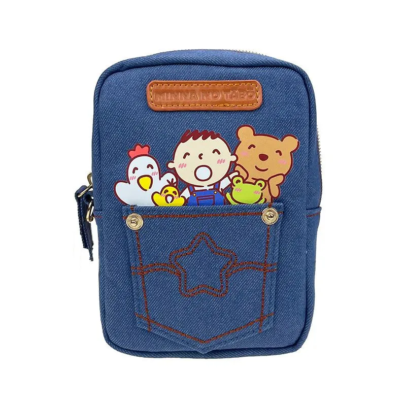 Minna No Tabo Denim Makeup Bag Storage Organizer Multi Kawaii Cute Cosmetic Bags Beauty Vanity Case Anime Make Up Pouch