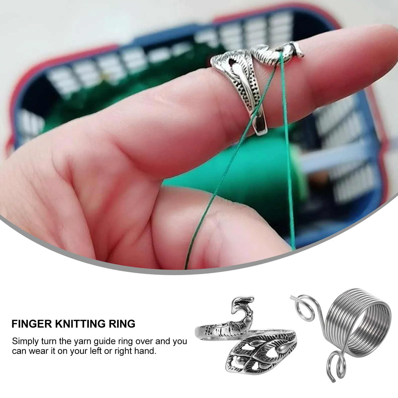 

Metal Ring Set Creative Phoenix Shiny Durable Knitting Tools Yarn Weaving DIY Sewing Gifts Accessories Silver Color Small Size