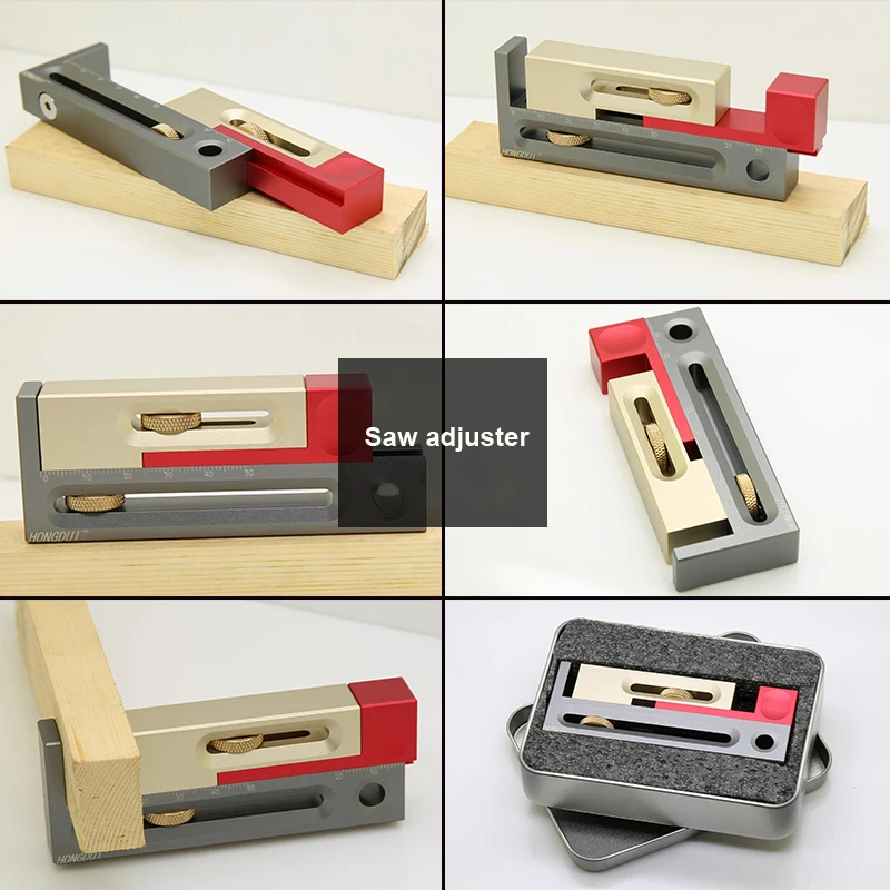 HONGDUI Woodworking Saw Tooth Ruler Tool, Saw Adjuster, Slot Regulator, Make Mortise Tenon Measuring Block, Length Compensation