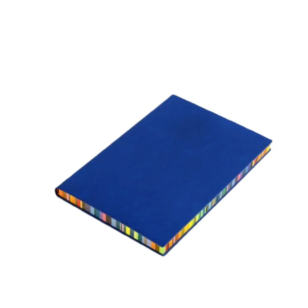 Soft Leather Cover Rainbow Edge Notebook 200 Pages Waterproof Work Meeting Record Book Horizontal Line Thickened