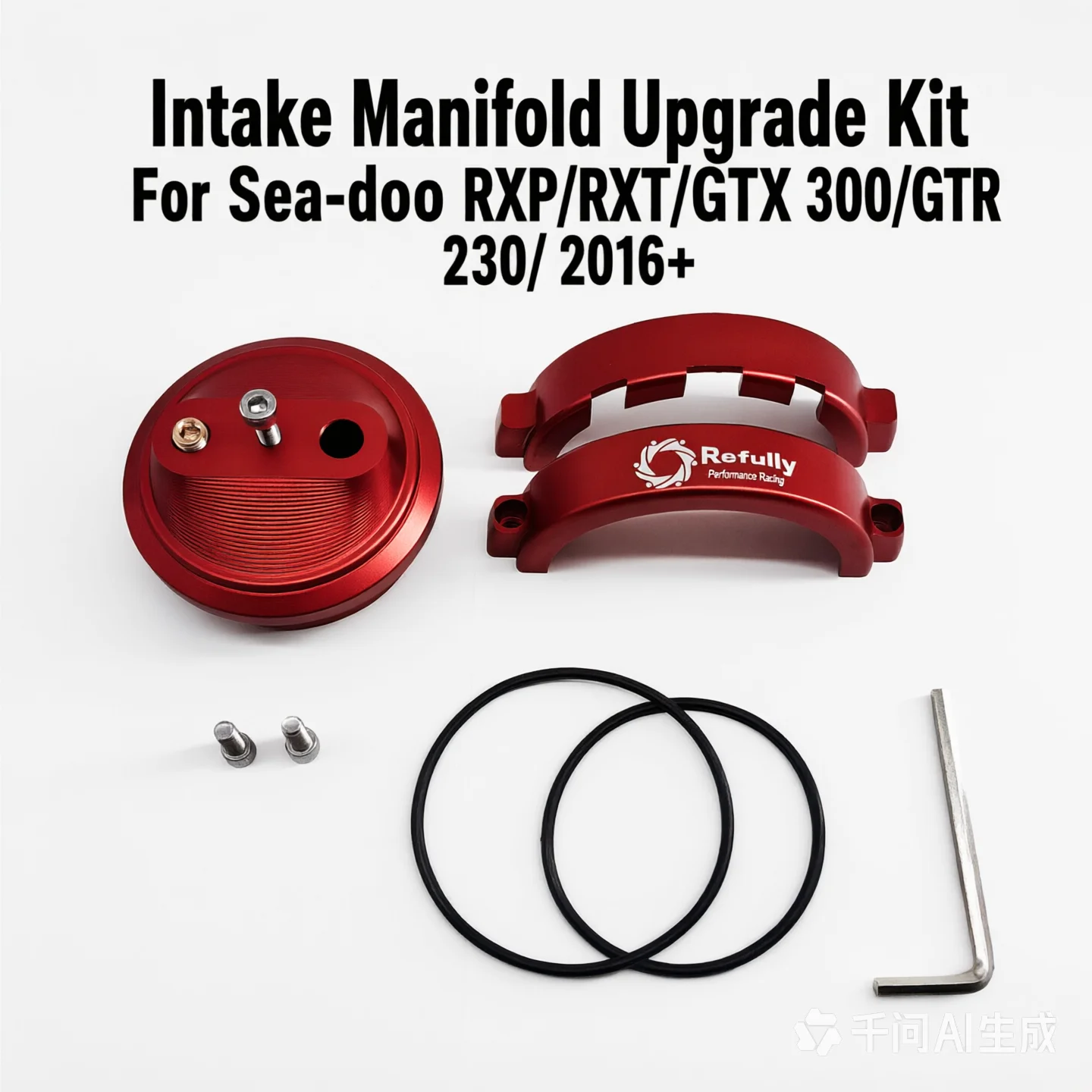 For Sea-Doo RXP/RXT/GTX 300/GTR 230 2016+ Intake Manifold Upgrade Kit – +1 lb Boost, Billet O-Ring Block