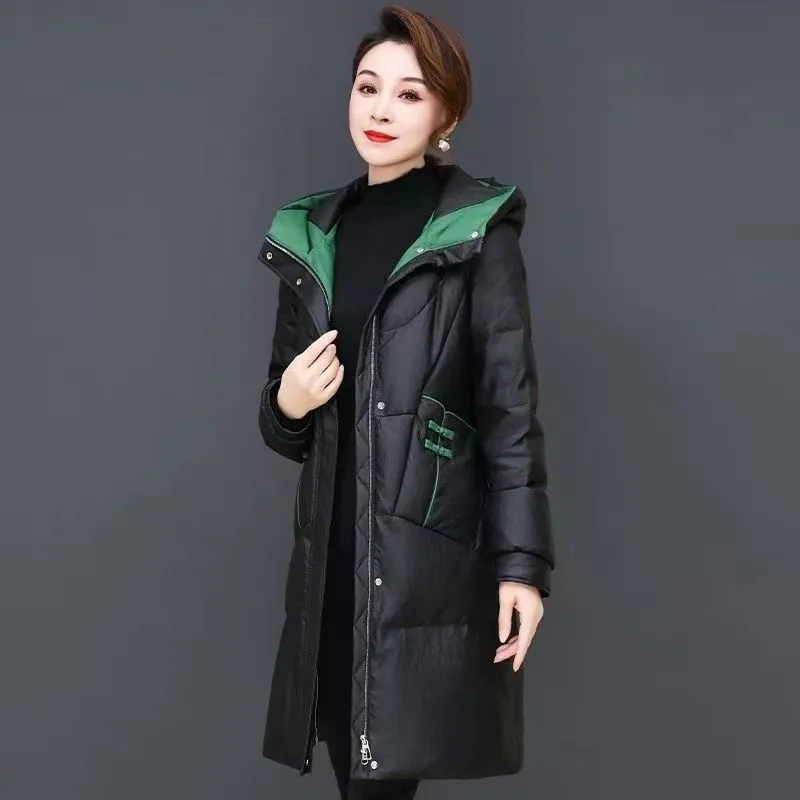 Women\'s Down Cotton-padded Coat 2025 Winter Thickening New Female Parkas Jacket Long Fashion Down Cotton Jacket Slim Overcoat