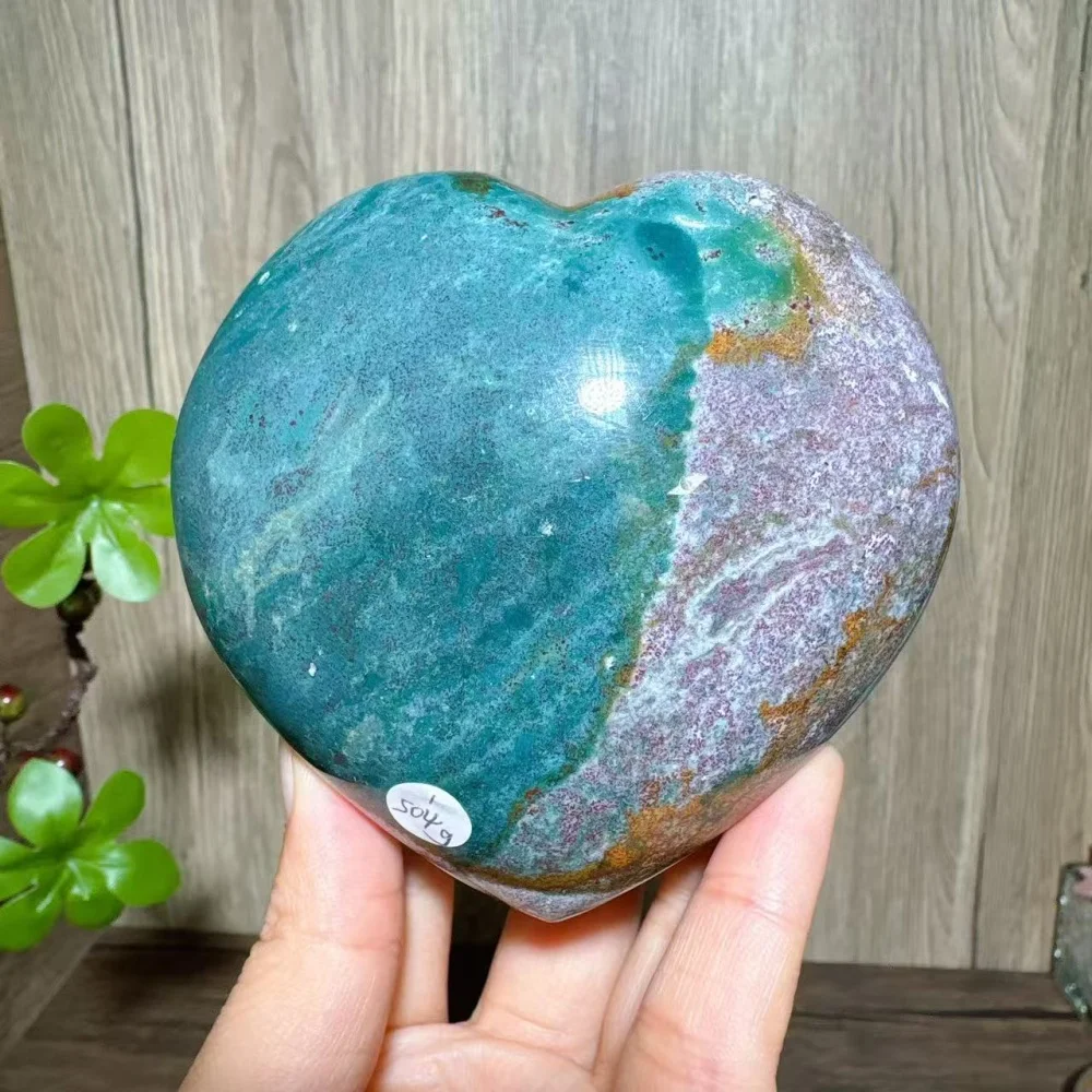 

Natural Big Colourful Ocean Jasper Hearts Stone Healing Crystal Reiki Energy Home Scene Decoration Gifts Crafts