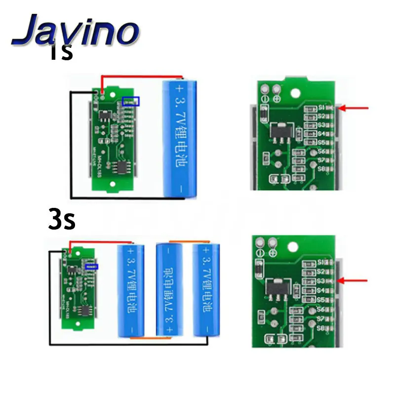 1/10/20 sztuk 1-8S pojedynczy moduł wskaźnika pojemności baterii litowej 3.7V 4.2V wyświetlacz Tester mocy akumulatora pojazdu elektrycznego Li-ion — zdjęcie 5