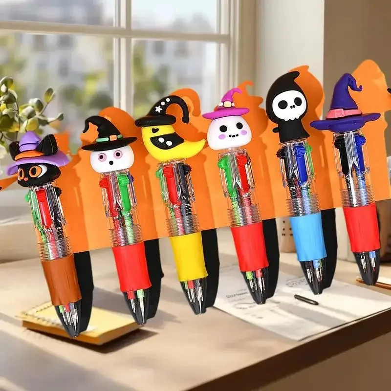 4 цвета в 1, шариковая ручка с героями мультфильмов на Хэллоуин — наборы из 5/10/15/20 — «Летучая мышь, тыква и призрак» — идеальный подарок студенту
