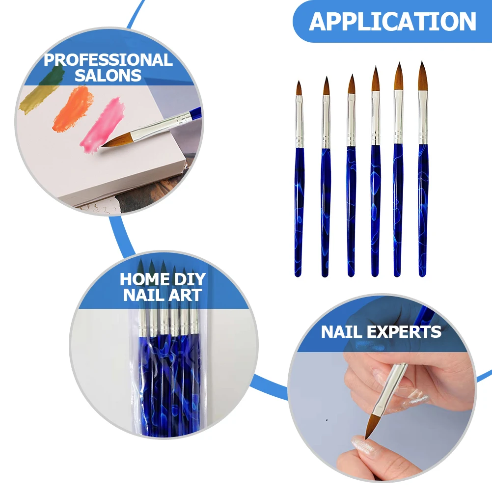 

6 Pcs Suite Manicure Tools Set Nail Art Brush Pens Nylon Design Professional Brushes