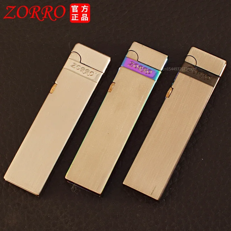 ZORRO Metal Thin Strip Grinding Wheel Kerosene Lighter Exquisite Mini Portable Pure Copper Windproof Lighter Men\'s Smoking Gift