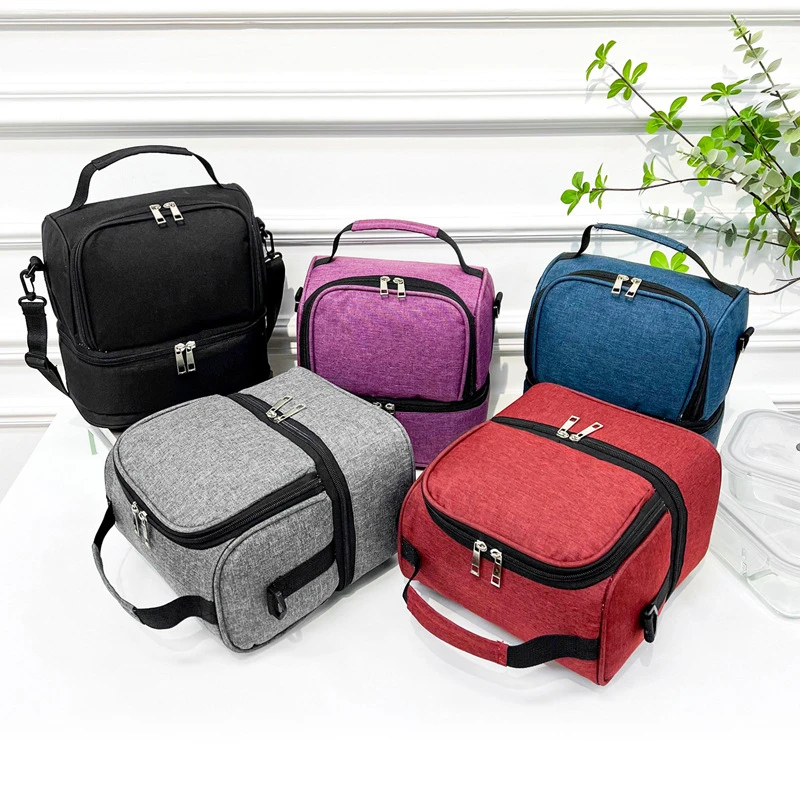 Portable Double Layer Picnic Bag Fridge Thermal Insulated Lunch Box Bags Food Bento Container Camping Cooler Drink Carrier