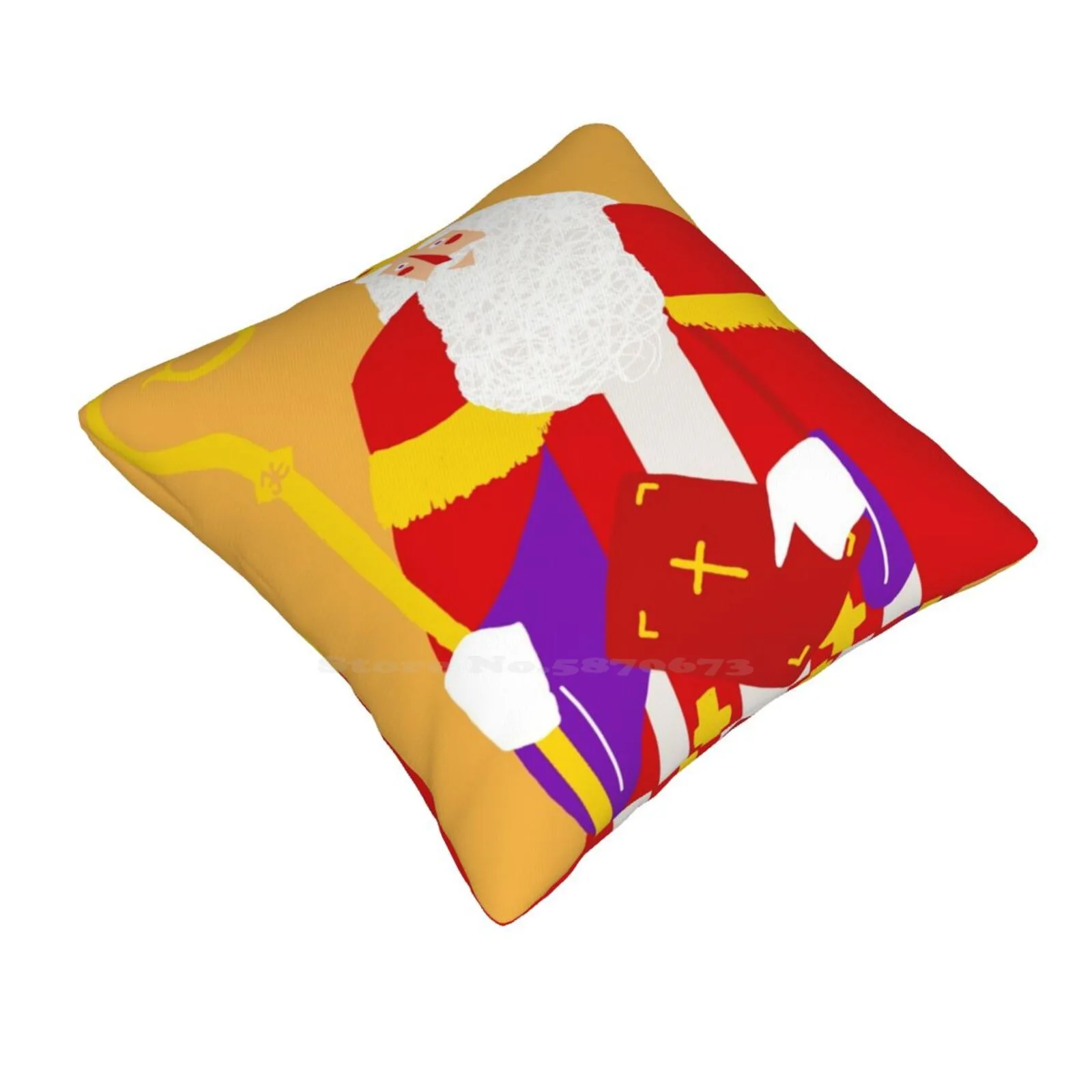 Happy Sinterklaas Funny Cute Decor Square Pillowcase Sinterklaas Santa Claus Christmas Holiday Festive Dutch Modern