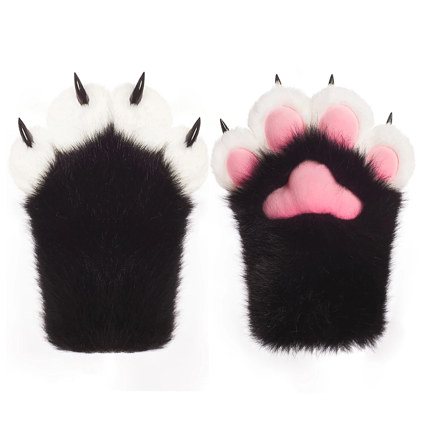 Furry Cat Gloves With Claws Cosplay Therian Fursuit Paws Costume Accessories image 3