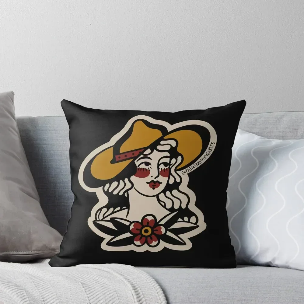 

Traditional Cowgirl Tattoo Flash Throw Pillow Pillowcases Cushion Covers Sofa Christmas Cushion For Home anime girl pillow