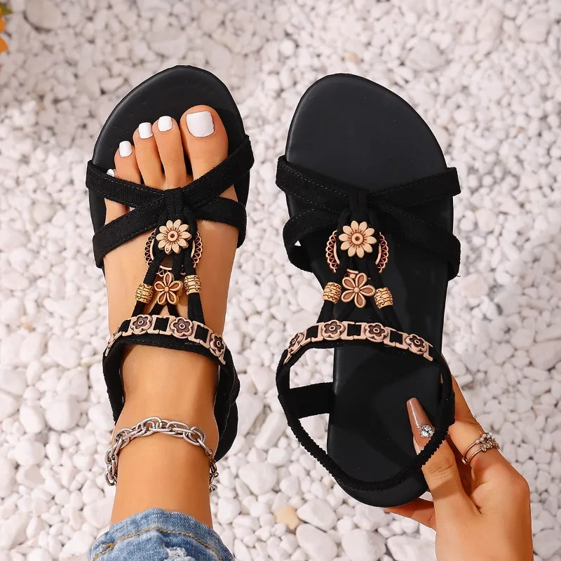 صنادل الموضة النساء حجم كبير موضة شقة تنفس عادية زلة القدم فم السمكة عدم الانزلاق الصنادل