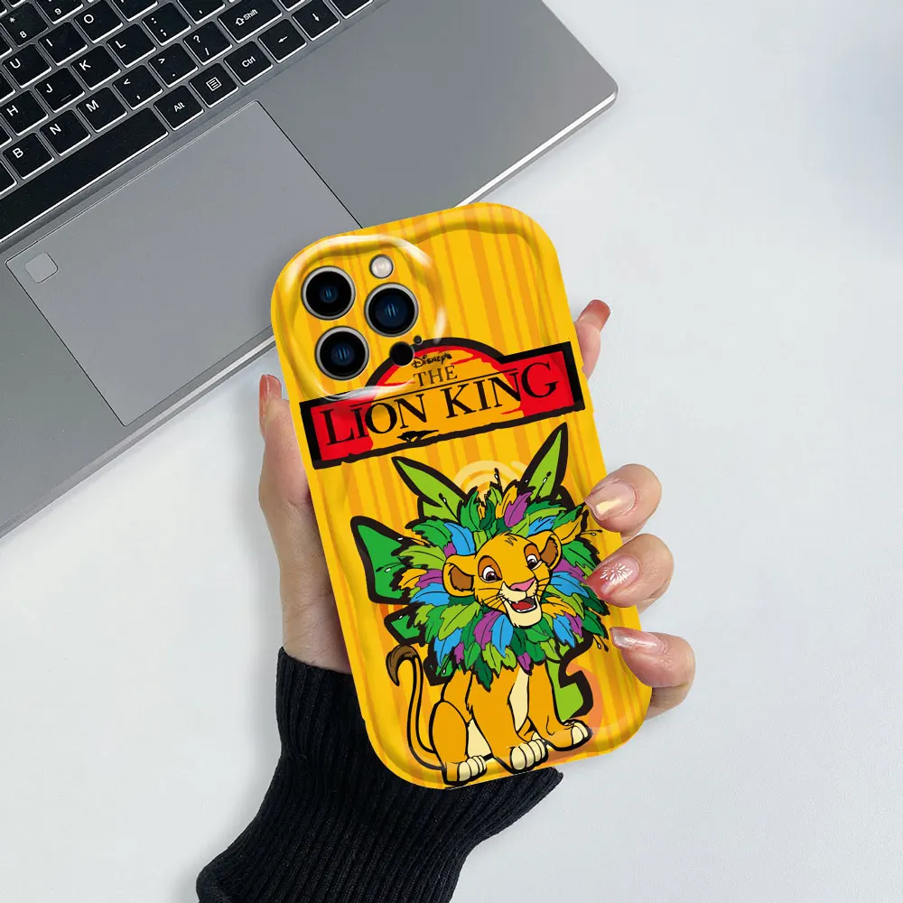 Cartoon Disney The Lion King Hakuna Matata 3D Wave Phone Case For Funda iPhone 15 14 13 12 11 Pro Max Mini 8 7 Plus XR XS Cover