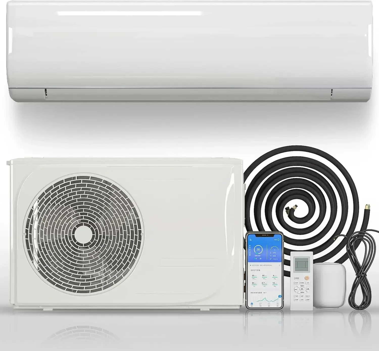 

11500BTU Mini Split Air Conditioner&Heater with Heat Pump, 115V 19 SEER2 Wall-Mounted Ductless AC with Inverter,, Customized