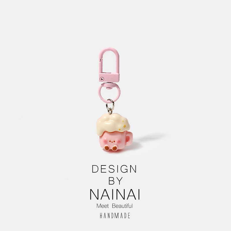 Cute Cartoon Beer Duck Milk Cookie Keychain Fun Tomato Egg Stir-Fry Bag Pendant Jewelry Trendy Fashion Accessory from China