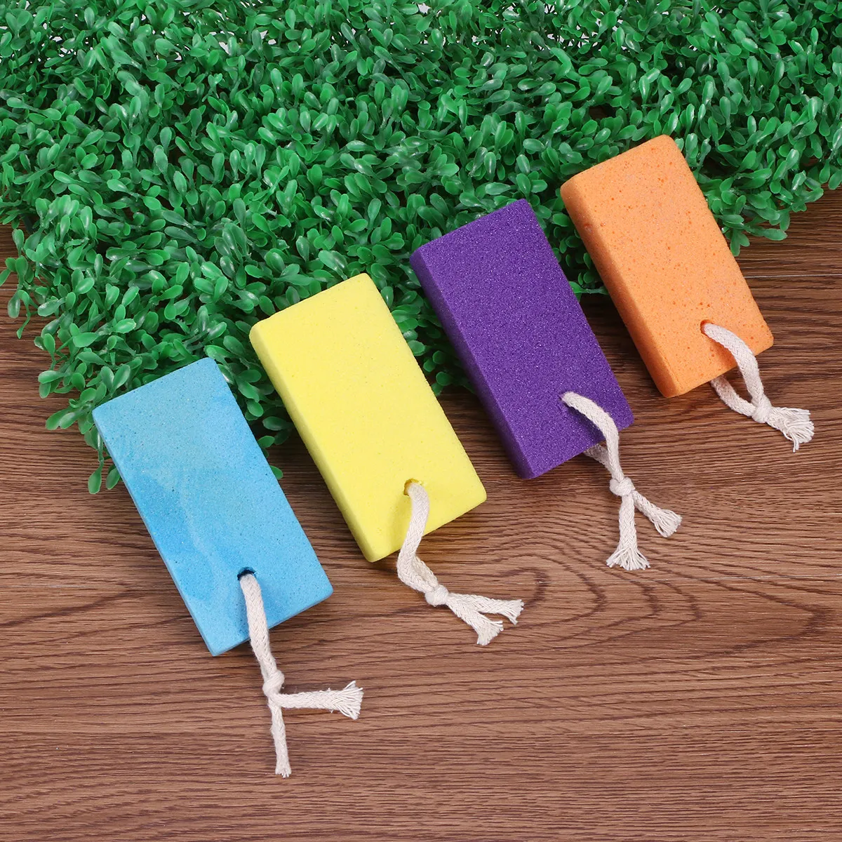 4Pcs Premium Pumice Stone Callus Removers Durable Bright Color Hanging Rope Foot Grinding Dead Skin Removers Pedicure