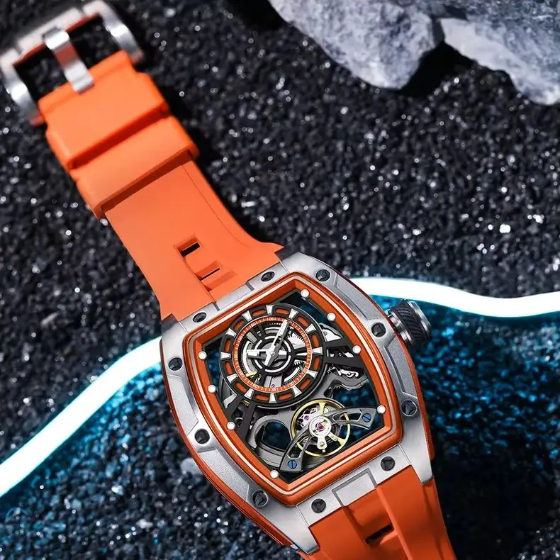 TAKE THE CHACNE 9198-6 Hollowed Dial  Automatic Watches Stainless Steel Case Mechanical Movement Wristwatch 3ATM Clock