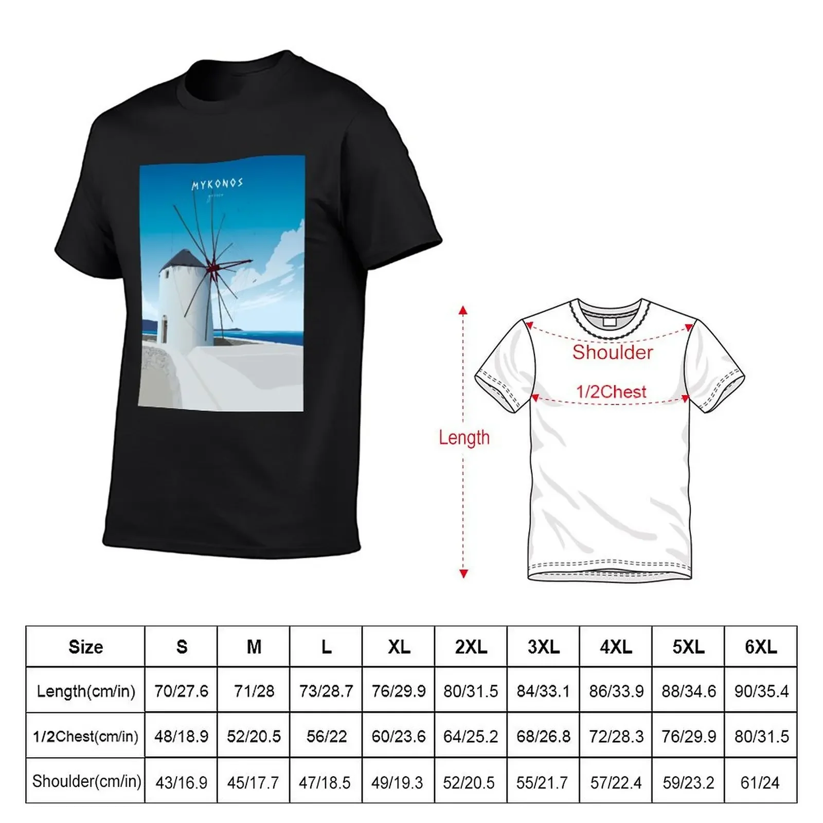 Mykonos Windmills T-Shirt summer clothes plus sizes mens cotton t shirts