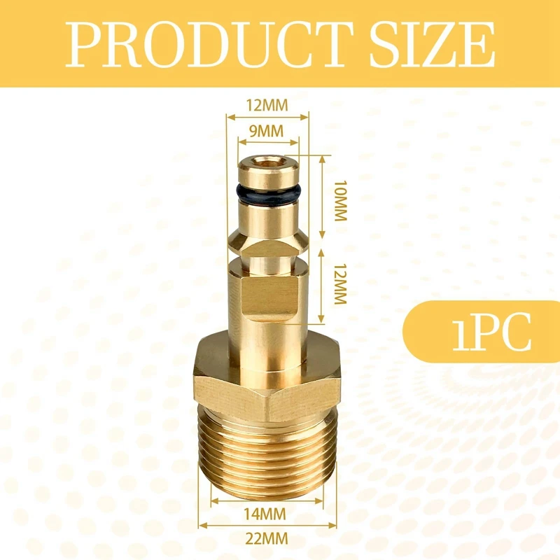 High Pressure Washer Adapter M22 Hose Fitting Quick Connect for Washer Hose Pump Brass Washer Gun Pipe Convert Tool (M22 14MM)