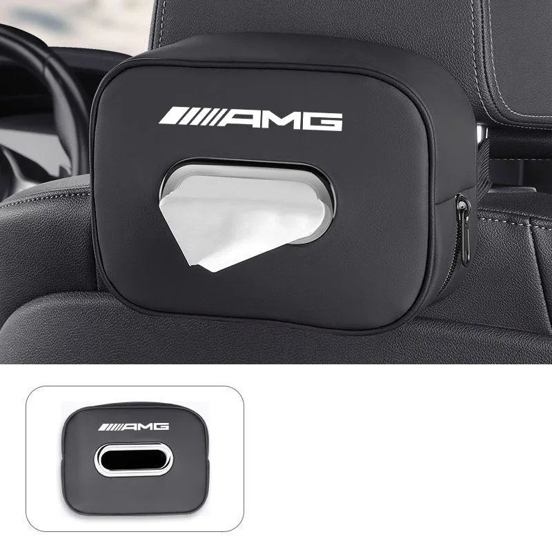 

Leather Car Seat Tissue Box Storage Bag Tool For Mercedes Benz AMG A B C M ML GLA GLE GLS E Class W176 W205 W166 W246
