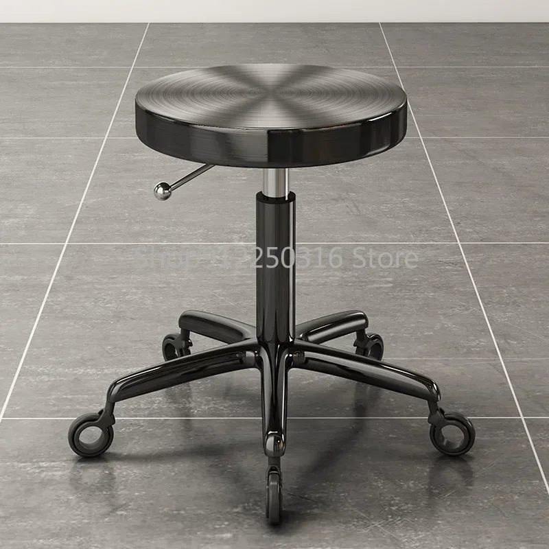 Stainless Steel Beauty Salon Dedicated Stool Barber Shop Stool Pulley Lifting Barber Chairs Nail Makeup 의자 Hair Salon Furniture